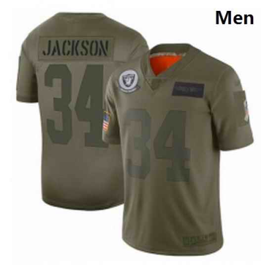 Men Oakland Raiders 34 Bo Jackson Limited Camo 2019 Salute to Service Football Jersey